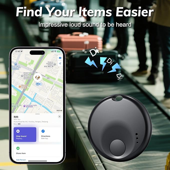 Premium Tracker Tag - Smart Bluetooth Tracker, Works with Apple Find My APP (iOS Only, Not for Android), Smart Tag Keys Finder & Item Locator for Keys, Luggage, Pets & Wallet (2 Pack Black)