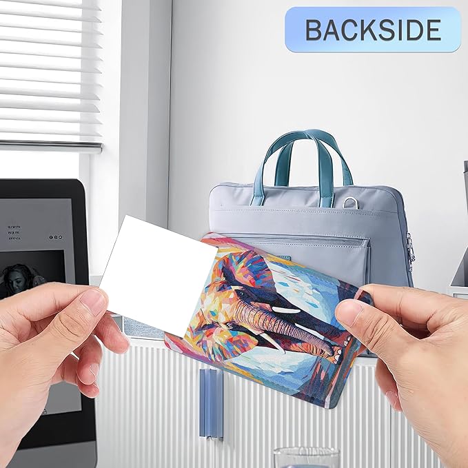 Abstraction Elephant Luggage Tags,2 Pack Oil Paint Elephant Luggage Tag,Leather Privacy Cover ID Label with Stainless Steel Loop for Women Men Kids Girls Travel
