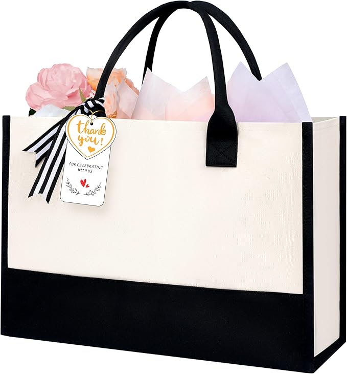 BAGAIL Initial Tote Bag, Personalized Birthday Gifts for Women, Teacher, Friends, Mom, Wedding, Monogrammed Beach Bag