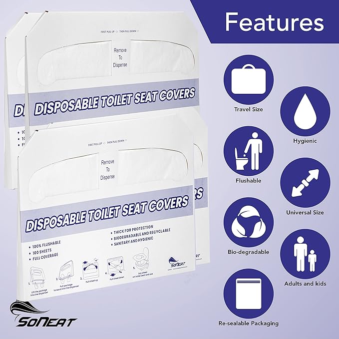 Disposable Toilet Seat Cover - 400 Sheets of XL Half Fold Flushable Toilet Seat Covers for Commercial, Public Facilities and Potty Training, Premium Toilet Paper Cover, Regular (4 Pack)