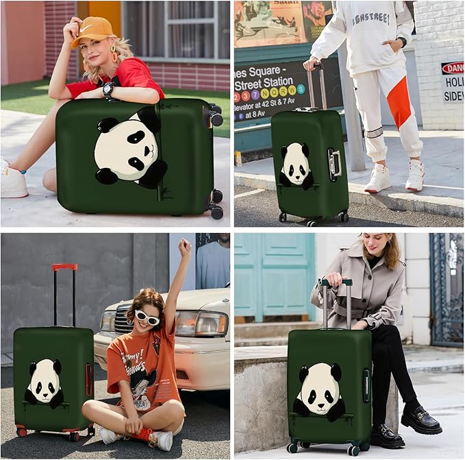 ANNA QUEEN Panda Luggage Cover, Cute Panda Design Suitcase Protector, Stretchable Washable Travel Sleeve for 24-26 Inch Luggage