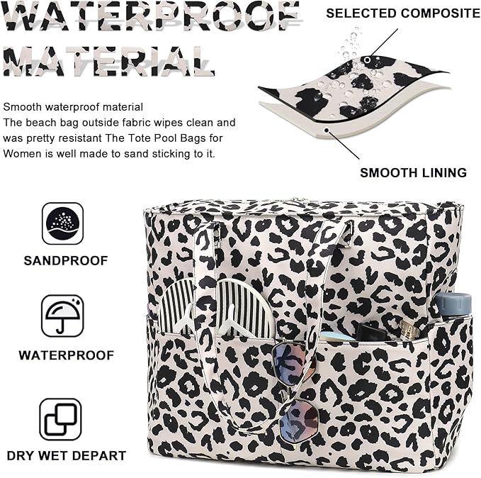 Waterproof Beach Tote Pool Bags for Women Ladies Extra Large Gym Tote Carry On Bag With Wet Compartment for Weekender Travel