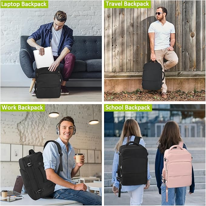 Travel Backpack for Women Men,Travel Laptop Backpack w/USB Charging Port, Waterproof Travel Backpack Carry On Flight Approved,Weekender Business Hiking Bag,Laptop Backpack 17 inch
