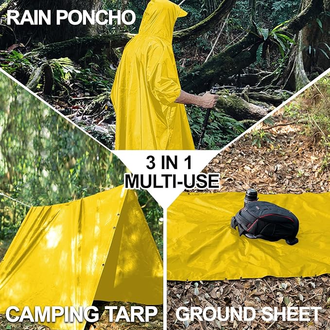 salamra Hooded Rain Poncho Waterproof Raincoat Jacket for Men/Women/Adults with Pocket