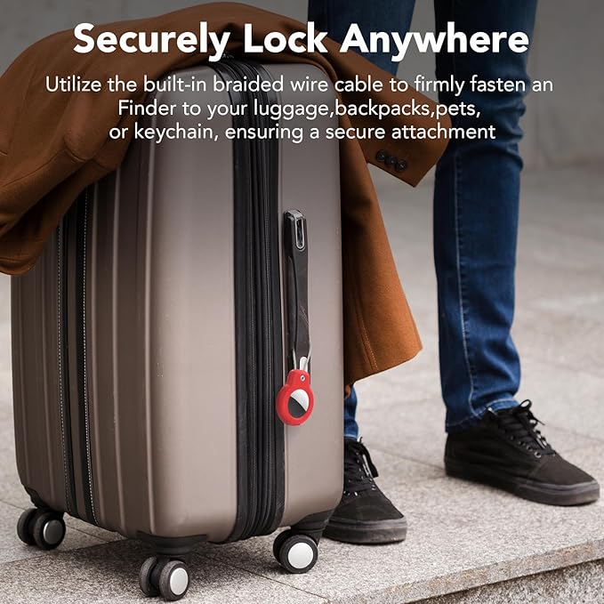 for AirTag Holder Case with Keychain, Air Tags-2 Pack for Apple Air Tag Holder with Wire Cable Lock Key Ring Chain Air Tagholder Accessories for GPS Item Tracker Kids,Keys,Luggage