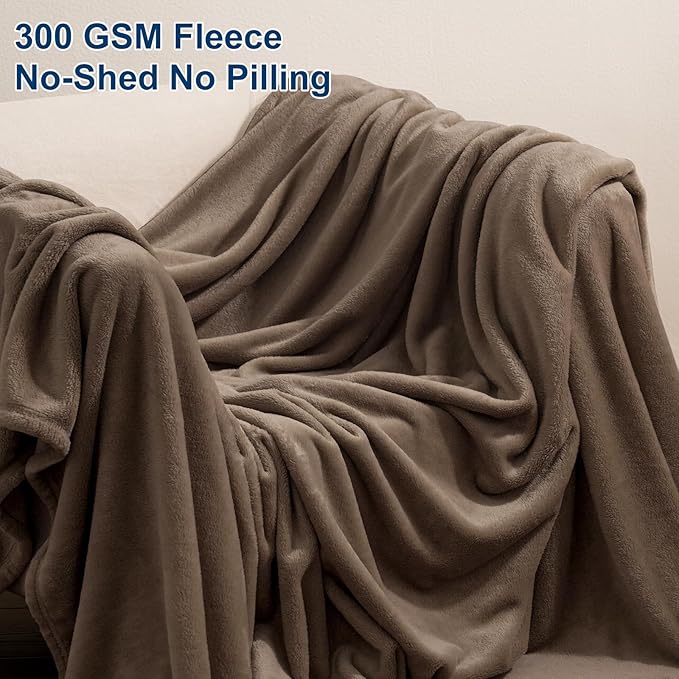PHF Ultra Soft Fleece Blanket King Size, No Shed No Pilling Luxury Plush Cozy 300GSM Lightweight Blanket for Bed, Couch, Chair, Sofa Suitable for All Season, 108" x 90", Cocoa Brown