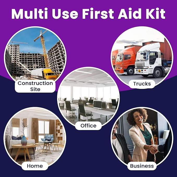 OSHA Compliant First Aid Kit - 10 Person, Type III, ANSI Class A Emergency Kit for Truck, Car, Construction Site - 111 Essential First Aid Supplies
