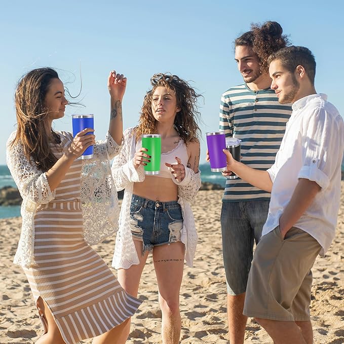 20oz Tumbler Stainless Steel Tumbler Cup with Lid Vacuum Insulated Double Wall Travel Mug, Durable Powder Coated Travel Coffee Tumbler Mug for Hot & Cold Drinks, Black,1 Pack