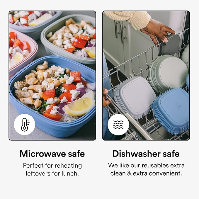 STOJO Collapsible Sandwich Box – 24oz, Reusable Food Storage Container, Silicone Bowl for Hot/Cold Food – Meal Prep, Lunch, Camping, Hiking – Dishwasher Safe (Set of 1, Eucalyptus)
