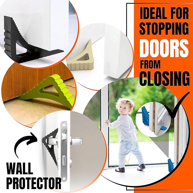 Door Stopper & Window Stopper, Rubber Door Stop Flexible, Door Wedge Stopper Award Winning, Decorative Door Stoppers for Bottom of Door Security, Colorful Doorstop Large Door Stopper Wedge