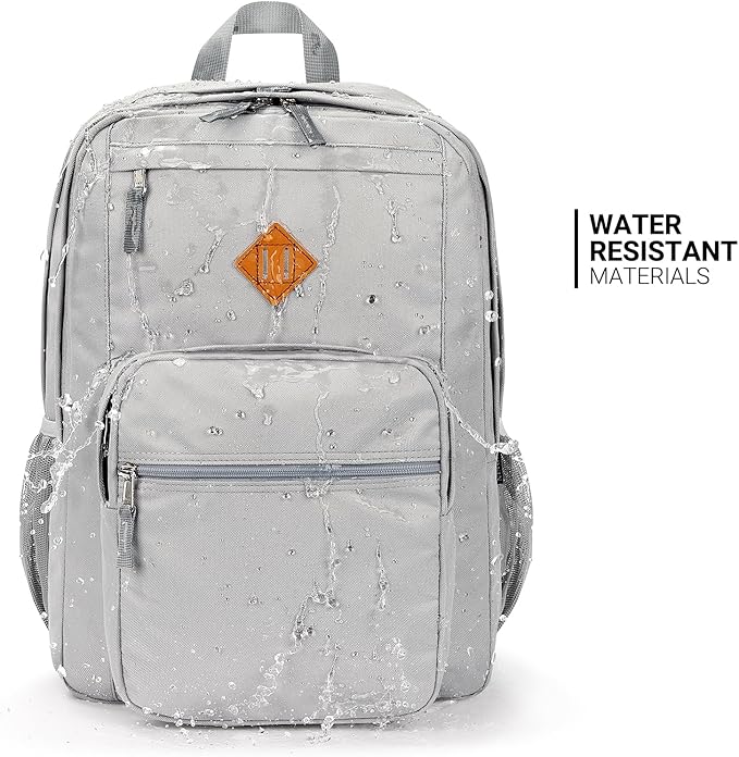 ZORFIN 26L Backpack for College, and Travel: Water Resistant Bookbag - Grey