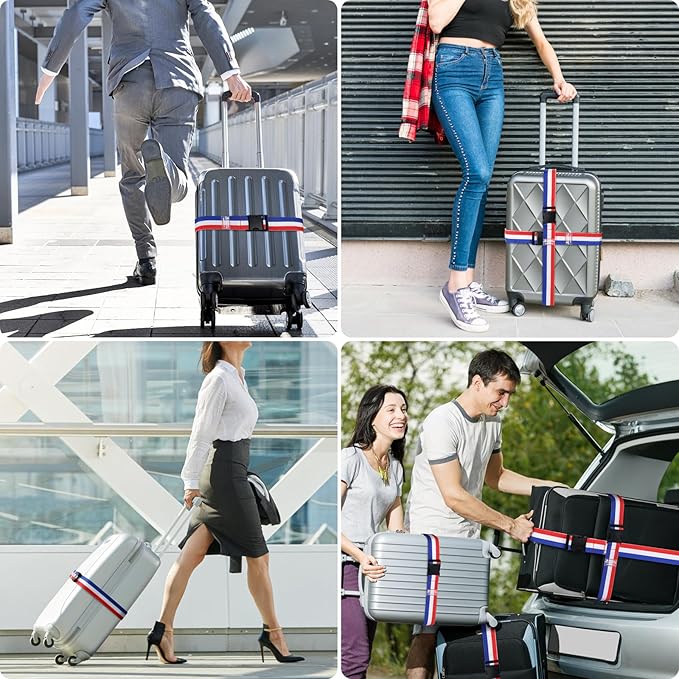 Travel Inspira Luggage Straps for Suitcases, Adjustable Suitcase Strap, TSA Approved Luggage Straps - Secure Your Luggage Safely During Travel (4 Pack)