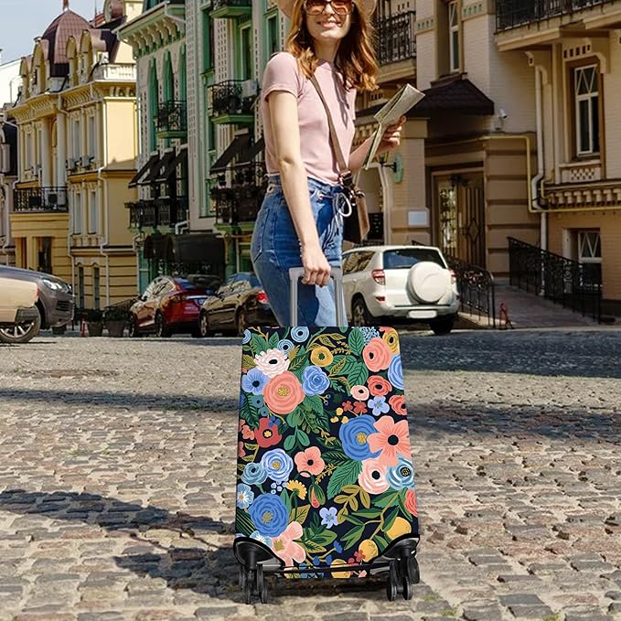 Travel Luggage Cover Suitcase Protector Fits 18-32 Inch Wheel Covers PatternedTravel Related Items Flower Luggage Protector Elastic XL