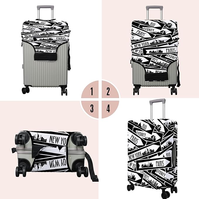 Travel Luggage Cover Suitcase Protector Fits 18-32 Inch Wheel Covers PatternedTravel Related Items Flower Luggage Protector Elastic XL