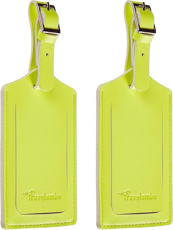 Travelambo Luggage Tags for Suitcases PU Leather Travel Tags Bag Tags Privacy Protection Travel Essentials
