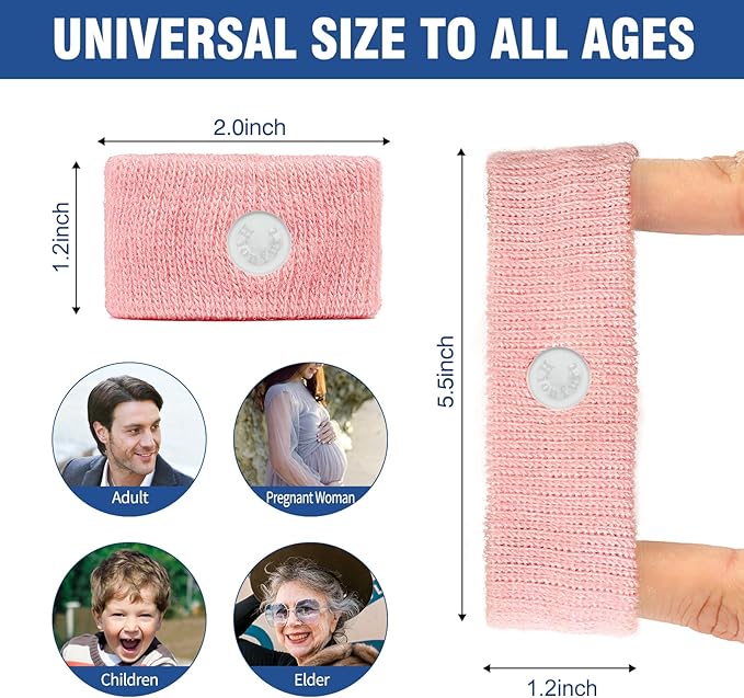 Motion Sickness Bands Anti Nausea Wristband for Adult and Kids Morning Sickness Relief for Pregnant Women Acupressure Nausea Relief for Car, Sea, Air Sickness - 2 Pairs Pink, Pink