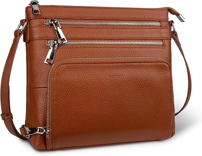befen Genuine Leather Crossbody Bags for Women, Lightweight Medium Anti-Theft Shoulder Purse with Built in RFID Wallet