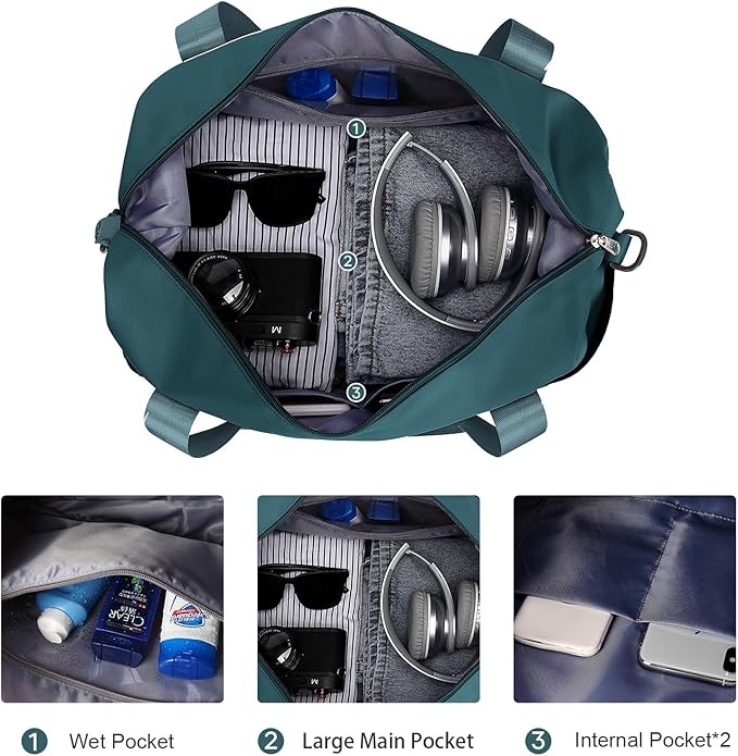 Travel Duffel Bag, Sports Tote Gym Bag, Shoulder Weekender Overnight Bag for Women