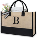 TOPDesign Initial Jute/Canvas Tote Bag, Personalized Present Bag, Suitable for Wedding, Birthday, Beach, Holiday, is a Great Gift for Women, Mom, Teachers, Friends, Bridesmaids (Letter B)