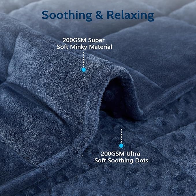 L'AGRATY Weighted Blanket for Adult - 48"x72" 20lbs Minky Dots Heavy Blanket with Glass Beads: Soft Breathable for All-Season Summer Fall Winter Thick Comfort for Sleeping