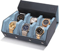 Napa Leather Watch Case for Men - Watch Roll Storage Organizer & Watch Display - Six Slot Luxury Watch Box for Home or Travel - Mens 6 Watch Holder Case (Gray Blue)