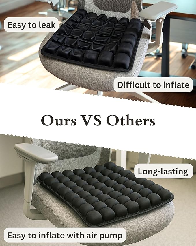 56 Air Cells Travel Cushion, 3D Inflatable Seat for Airplane, Car, Office Chair & Wheelchair, Portable & Comfortable Air Cushion for Long Flights, Driving & Sitting
