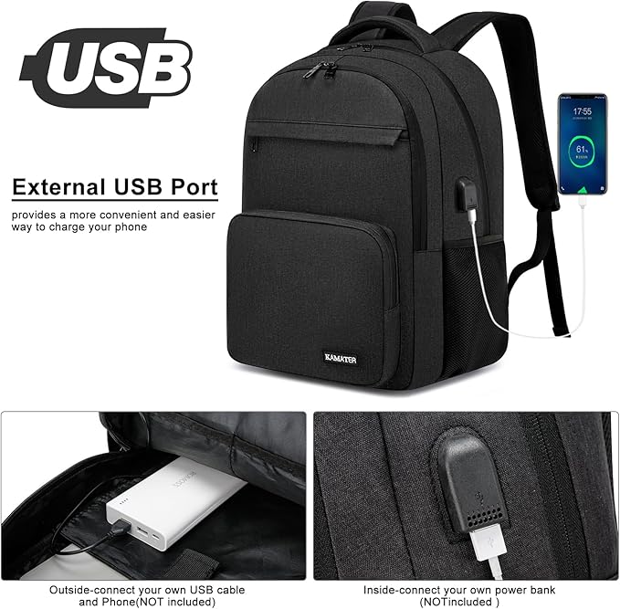 School Backpack for Teen Boys & College Students - 15.6 Inch Large Capacity Laptop Bookbag with Sturdy Water Resistant Anti-Theft | Multiple Compartments Backpack, Black
