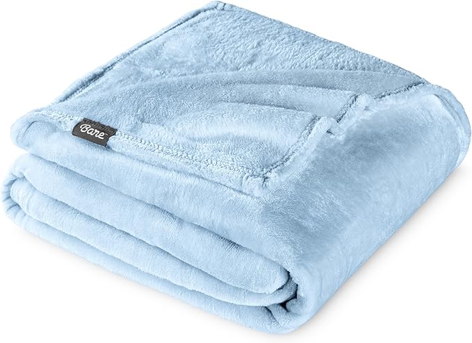 Bare Home Fleece Blanket - Twin/Twin Extra Long - Ultra-Soft Lightweight for Bed, Sofa, and Couch - Luxury Microplush - Cozy Warm Blanket (Twin/Twin XL, Light Blue)
