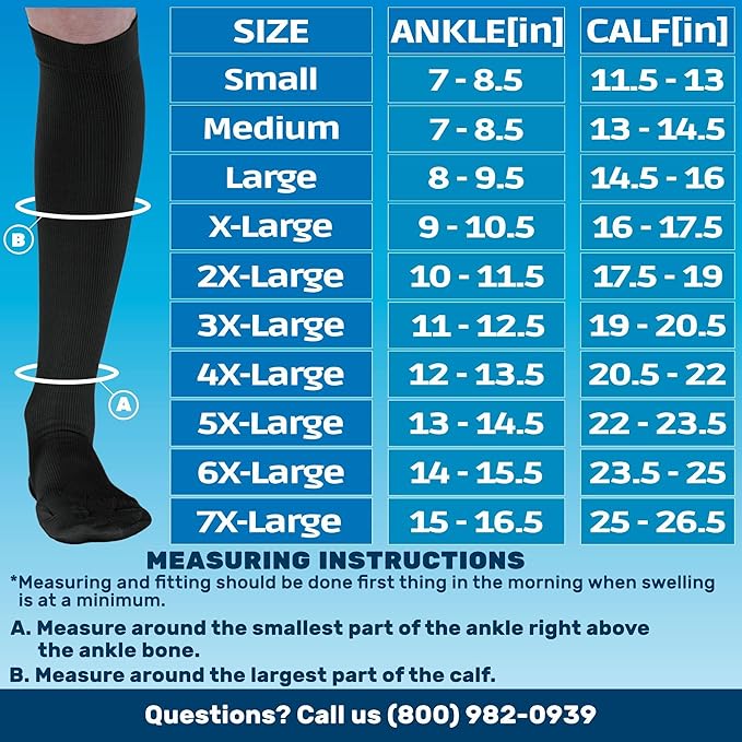 ABSOLUTE SUPPORT Cotton Compression Socks for Women & Men 20-30 mmhg Knee High