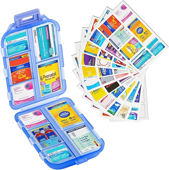 Small Pill Case Travel Pill Box Cute Pill Organizer for Purse Portable Daily Medicine Organizer 10 Compartment Pill Holder for Vitamins, Fish Oil, Supplements