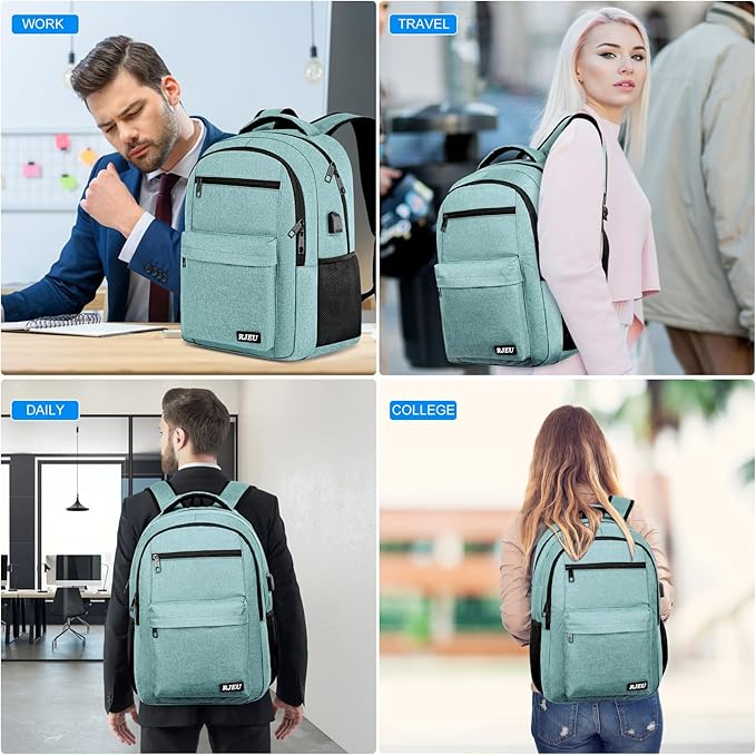 School Backpack for Teen Girls & College Students - 15.6 Inch Laptop Backpack with USB Charging Port, Ergonomic Anti-Theft Design for University, High School, Work, Teal