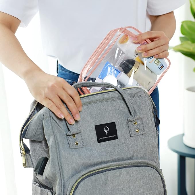 PACKISM Clear Makeup Bag - 4 Pack TSA Approved Toiletry Bag Waterproof Quart Size Travel Bag, Clear Cosmetic Bag for Women, Carry on Airport Airline Compliant Bag, Rose Pink