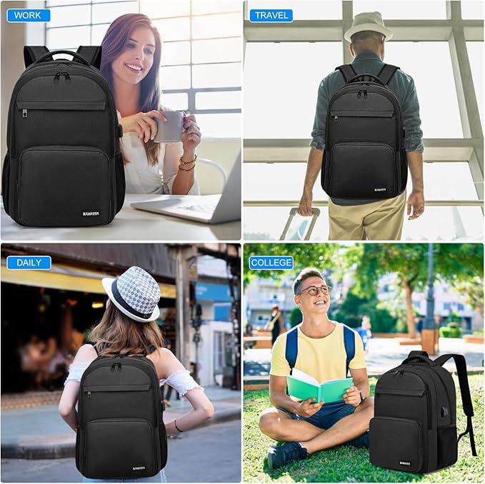School Backpack for Teen Boys & College Students - 15.6 Inch Large Capacity Laptop Bookbag with Sturdy Water Resistant Anti-Theft | Multiple Compartments Backpack, Black