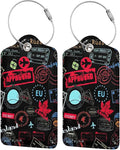 2 Pack Luggage Tags for Suitcases Women Men Kids, Go Travel-World Bag Tags for Leather Luggage with Waterproof Suitcase Tags Privacy Cover Name ID Label Steel Loop for Travel Bag Suitcase