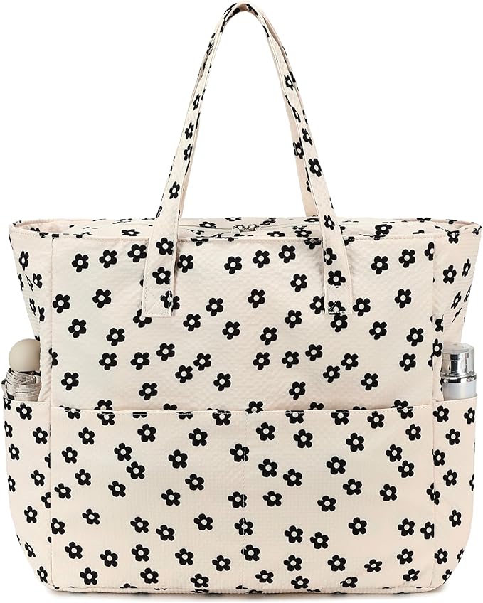 LEDAOU Beach Bag Waterproof Sandproof Women Tote Bag Pool Bag with Zipper for Gym Grocery Travel with Wet Pocket