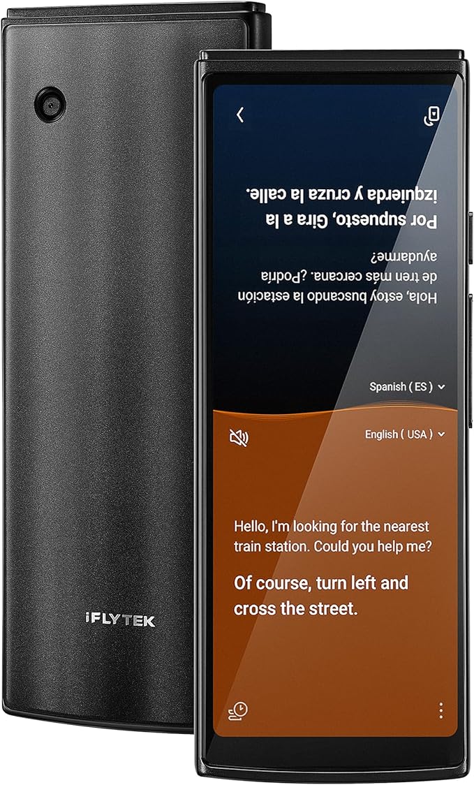 iFLYTEK AI Language Translator Device — 60 Languages, Real-Time Split-Screen & Two-Way Instant Voice Translation, 18 Offline Packs, 2-Year Global Data for K-12 Education, Business, Travel
