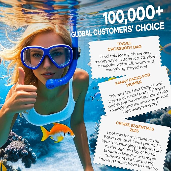 Waterproof Bag for Beach, Waterproof Pouch for Phone Passport Purse, Fanny Packs for Women, Floating Dry Bags for Cruise Ship Travel Water Park Surfing Boating Fishing Kayaking Pool Accessories