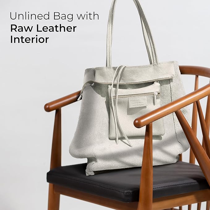 Italian Calf Leather Tote for Women with Zipper, Inner Pocket & Flat Base | Soft Unlined Shopper for Work & Travel