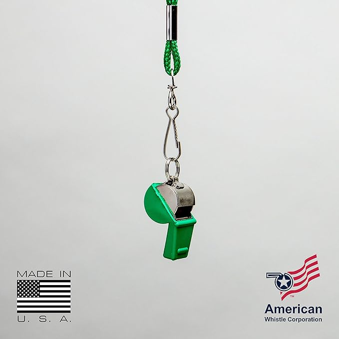 American Whistle Corporation American Classic Whistle - 126 db Solid Brass Whistle with Paracord Lanyards and Safe-T-Tip - Made in America
