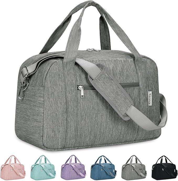 Narwey 18" Carry on Bag Underseat Luggage for Airplane Spirit Airlines Personal Item Bag Travel Duffel Bag Small Gym Bag Weekender Overnight Bag with Wet Pocket for Women and Men (Grey)