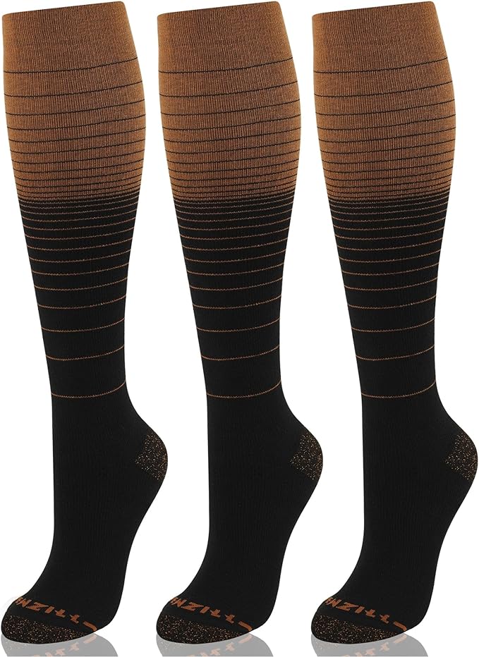 NEWZILL Copper Compression Socks for Women & Men 15-20mmHg Cotton Rich Odor Control Dress Socks for Business Casual Running Medical Athletic Support, Edema Diabetic Relief