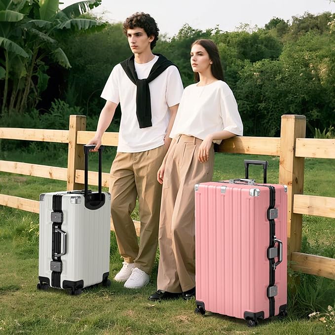 Krute Large Luggage 28 inch Zipperles Suitcase With Spinner Wheels USB Charger Hardside PC Aluminum Frame Luggages Checked Suitcases with TSA Lock (1 Piece)