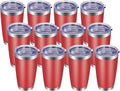 VEGOND 20oz Tumbler with Lid and Straw Stainless Steel Tumbler Cup Bulk Vacuum Insulated Double Wall Travel Coffee Mug Powder Coated Coffee Cup(Powder Red 12 Pack