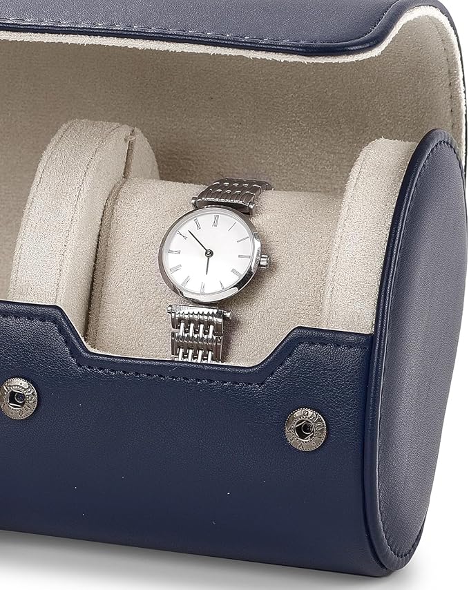 Oirlv PU Leather Watch Box for Mens Watch Organizer Case Jewelry Gift Box for Birthday Fathers Day Anniversary(2 slots, Royal Blue)
