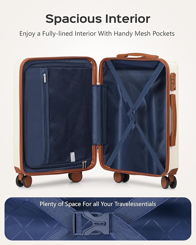 Luggage Sets 3 Piece Hardside Suitcase with Double Spinner Wheels Durable Lightweight Shell with Tsa Lock (20/24/28in) Orange With Black