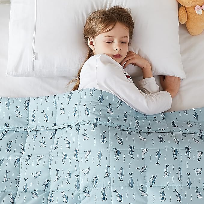L'AGRATY Weighted Blanket - 40"x60" 10lbs Breathable Weighted Blanket Microfiber Material with Glass Beads