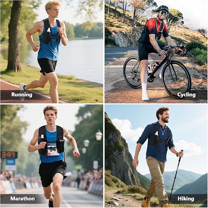 Running Hydration Vest for Women Men,Lightweight Breathable Hydration Pack with 500ml Soft Flask, Adjustable Chest Straps Reflective Backpack for Trail Running Marathon Race Jogging Cycling