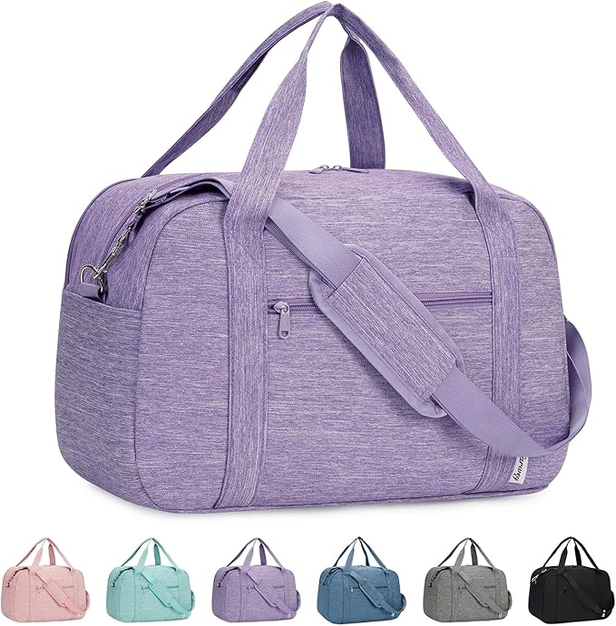 Narwey 18" Carry on Bag with Laptop Compartment 14 Inch Travel Duffel Bag for Spirit Airlines Personal Item Bag Overnight Weekender Bag with Wet Pocket for Women and Men (Purple)
