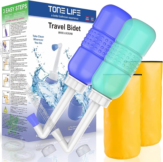 2PCS Blue+Green Peri Bottle for Postpartum Essentials, Feminine Care - 15oz Peri Bottle for Postpartum Perineal Care- Baby Travel Bathing kit, Portable Bidet for Travel,Birth Tears, Hemorrhoids, Pain