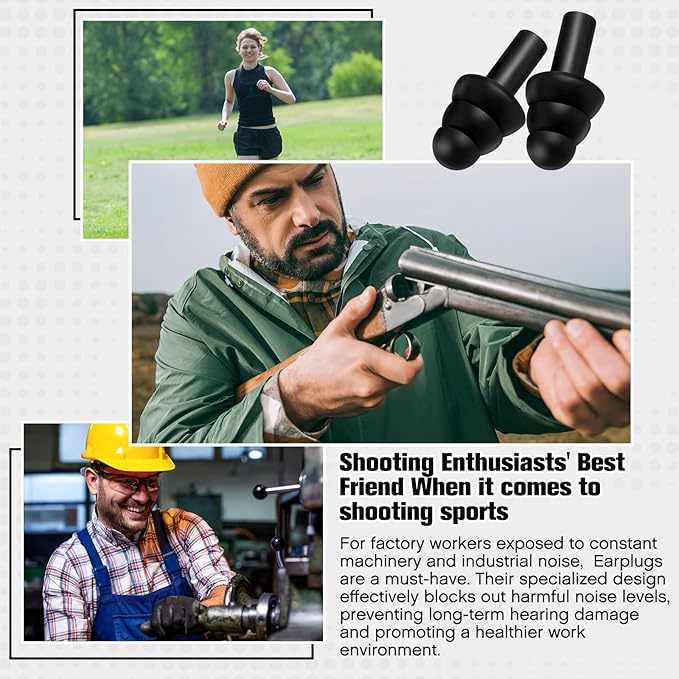 TrelaCo 200 Pairs Silicone Ear Plugs Soft Reusable Waterproof Ear Plugs for Sleeping Noise Swimming Hearing Protection Earplugs Shooting Construction Hunting Music Concerts (Black)